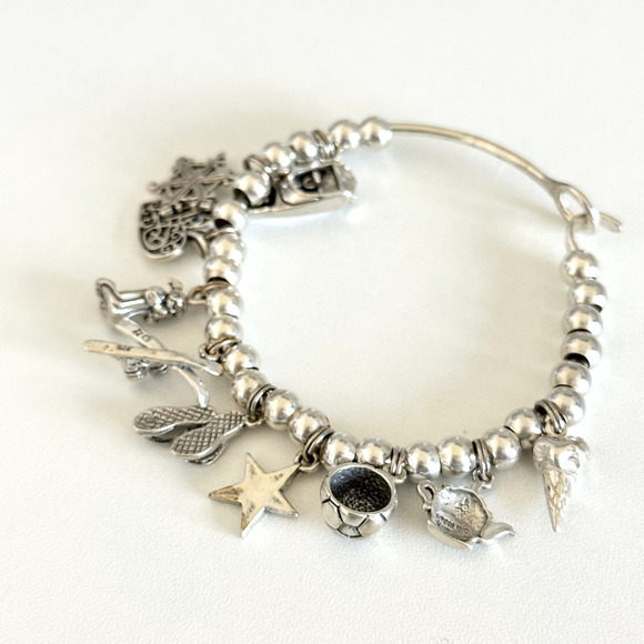 925 Sterling Silver Vintage Loaded Charm Ladies Bracelet With 10 Charms 7" - Picture 7 of 8